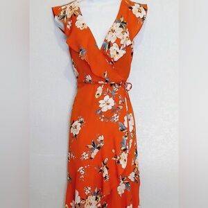 Women's Floral Wrap Midi Dress XS